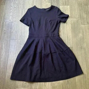 🔥FEMME🔥  | Navy Blue Short Sleeve A Line Pleated Dress